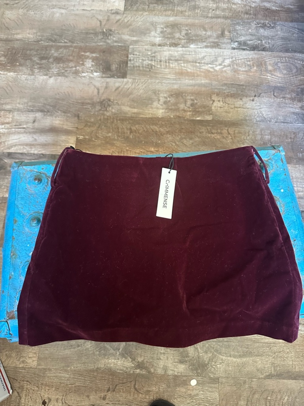 Commense Burgundy Velvet Mini Skirt